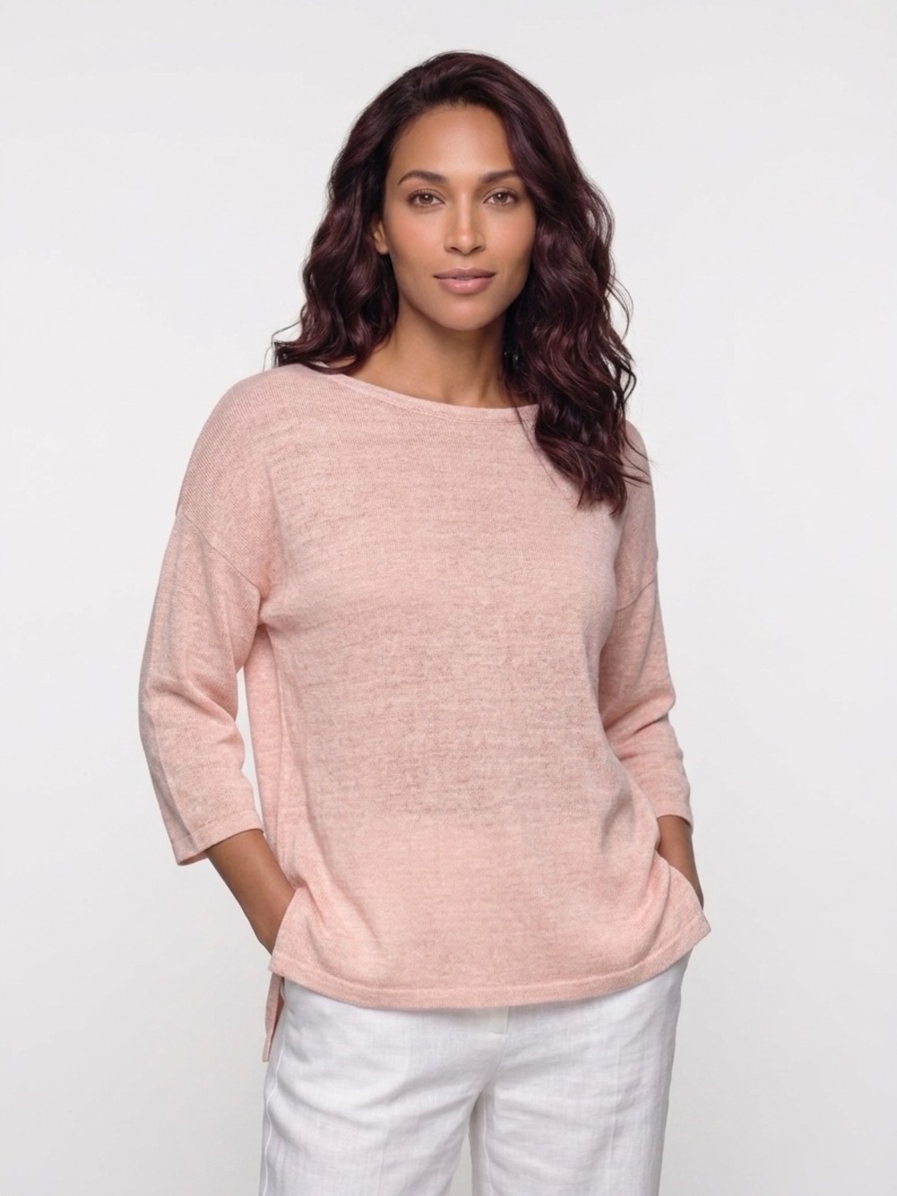 J. McLaughlin Light Pink Boatneck Knit Sweater